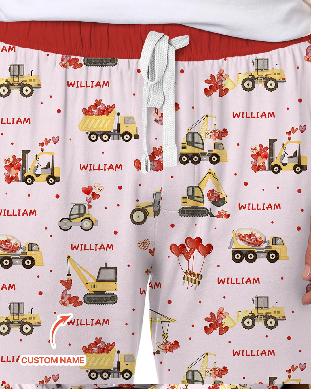 Custom Name Valentine Trucks Family Matching Men's Pajama Set