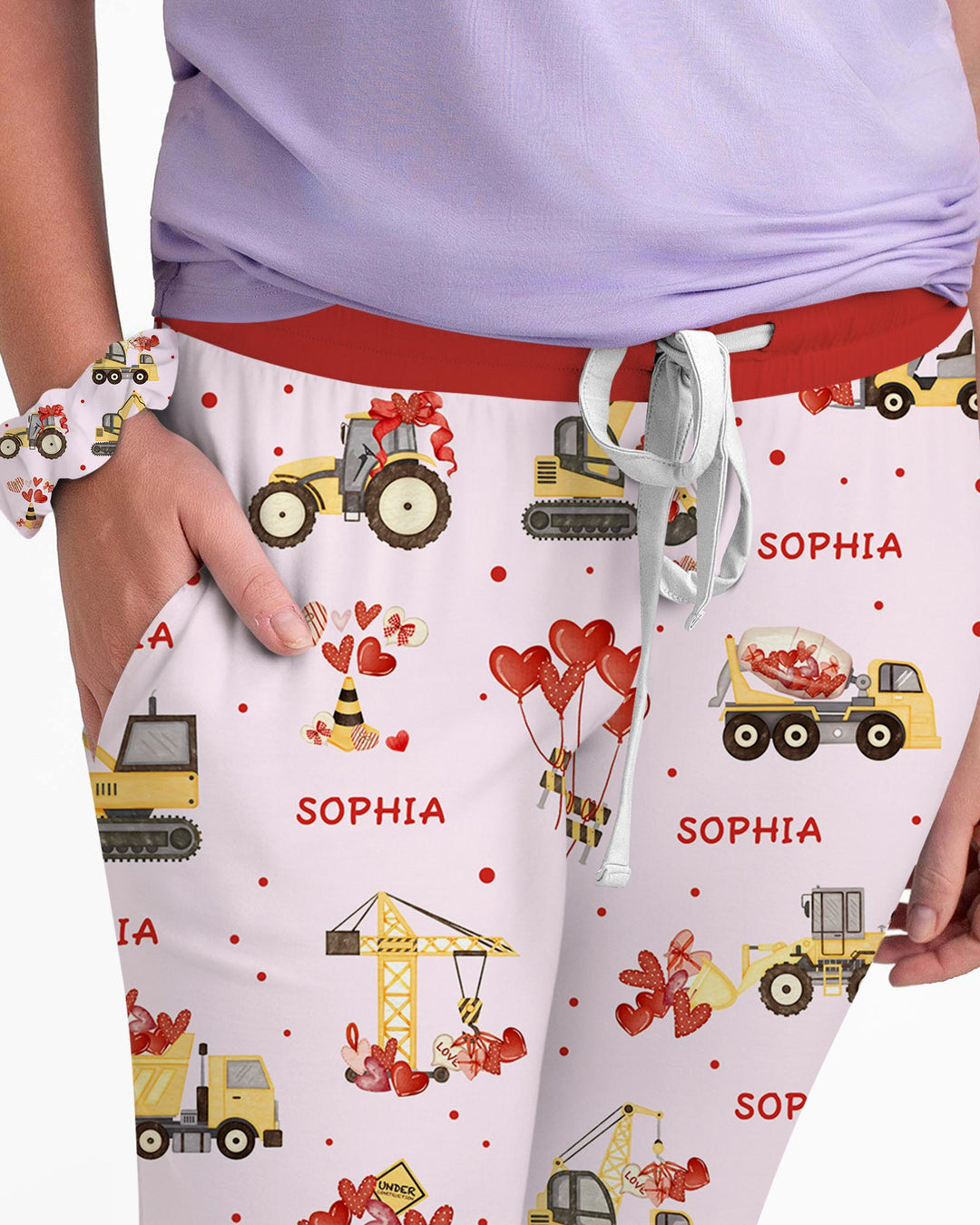 Custom Name Valentine Trucks Family Matching Women Pajama Set