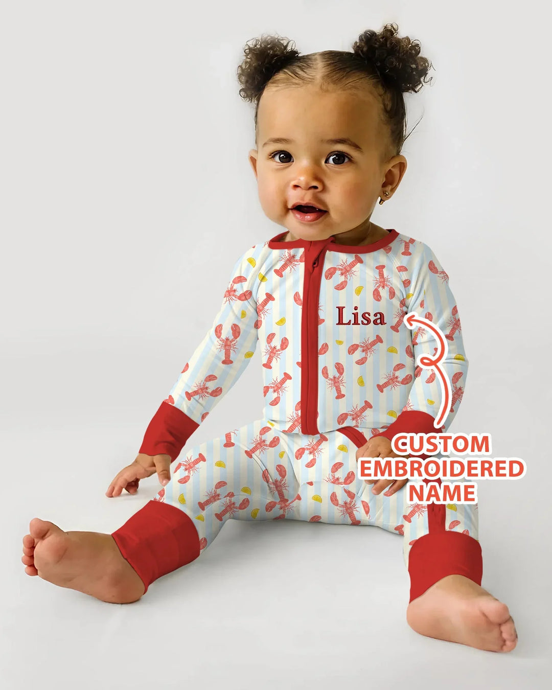 Personalized Embroidered Crawfish Summer Baby Bamboo Convertible Zippy