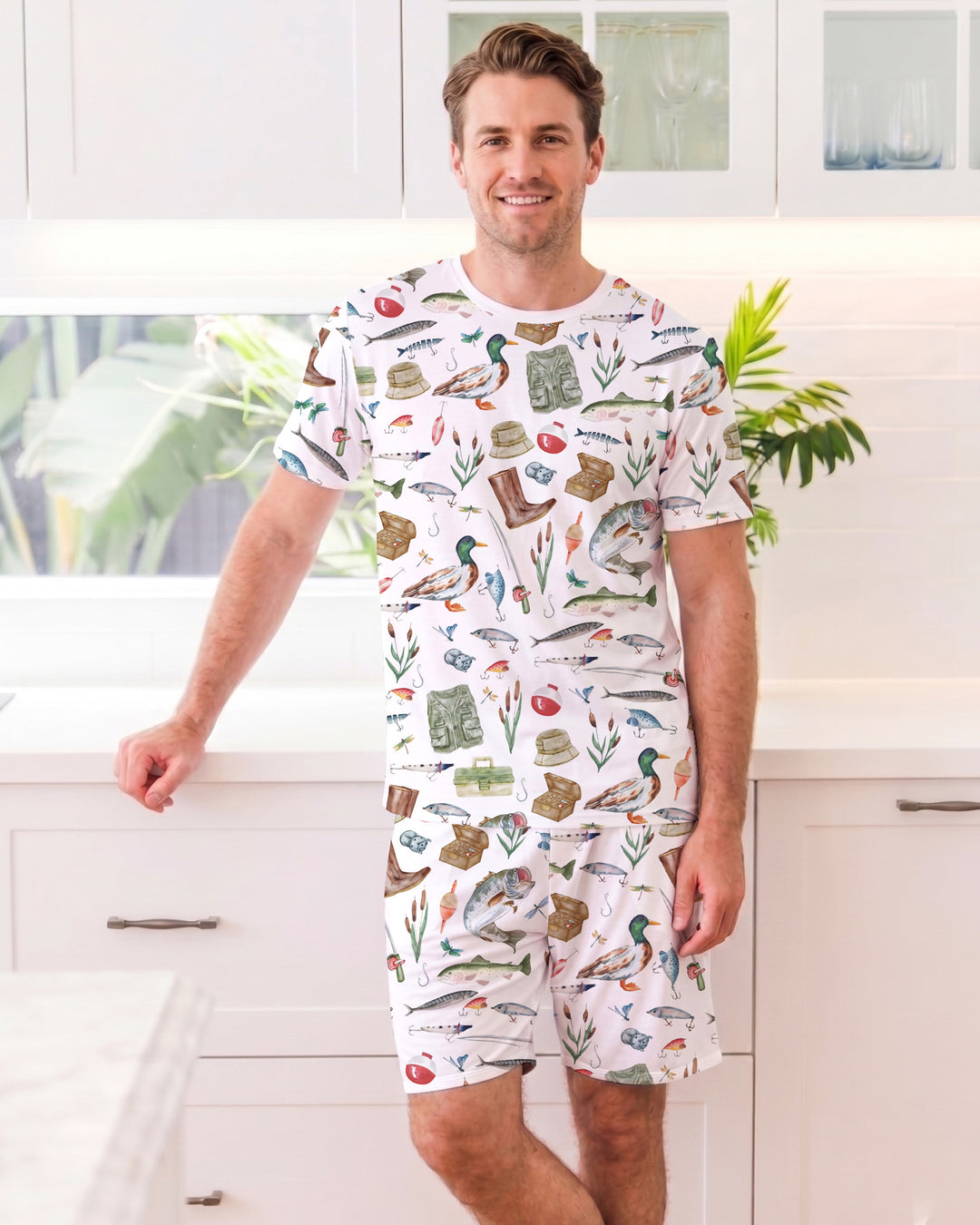 Daddy's Fishing Buddy Daddy& Me Matching Bamboo Men Short Sleeve Short Pajama Set