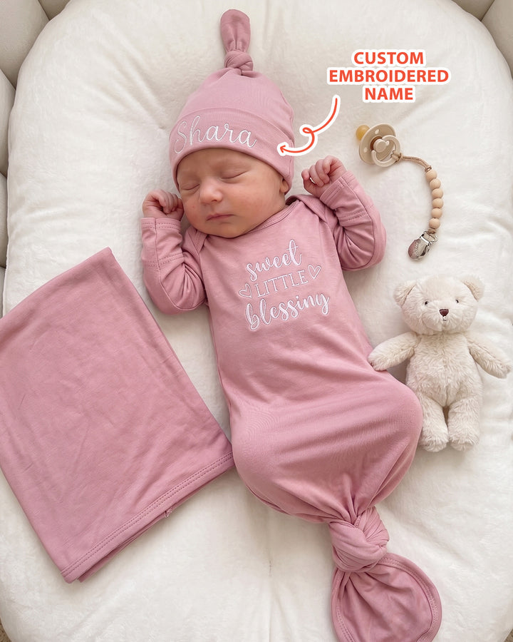 Personalized Little Blessing Embroidered Bamboo Welcome Home