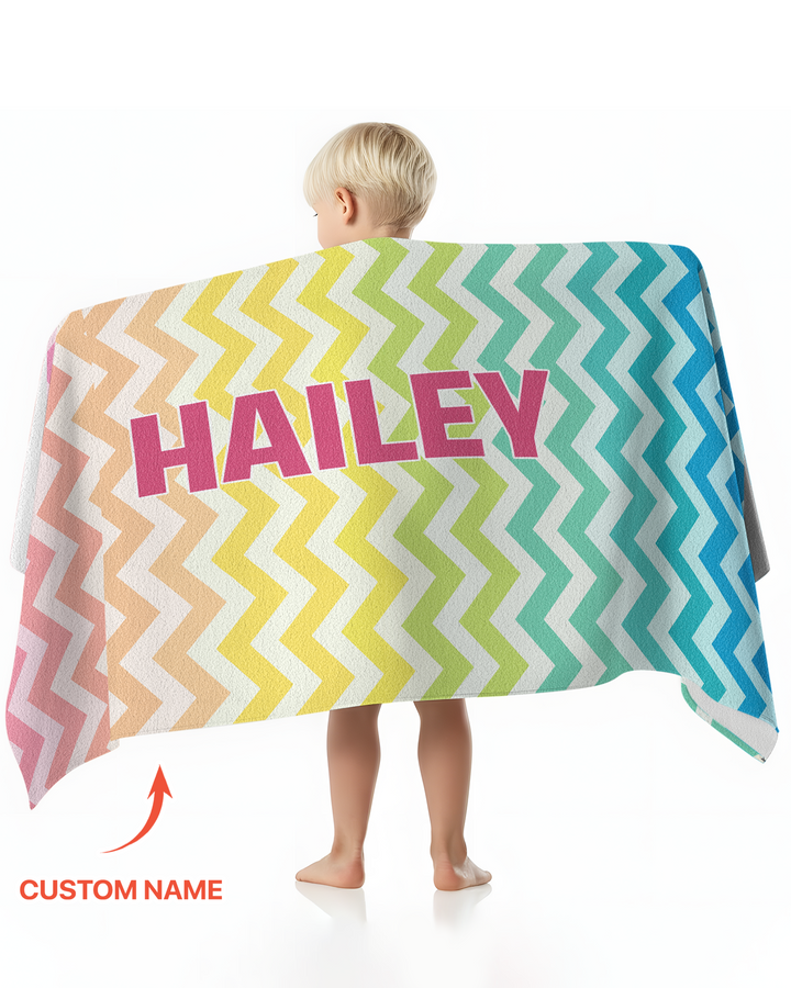 Custom Name Pretty Pattern Bamboo Beach Towel