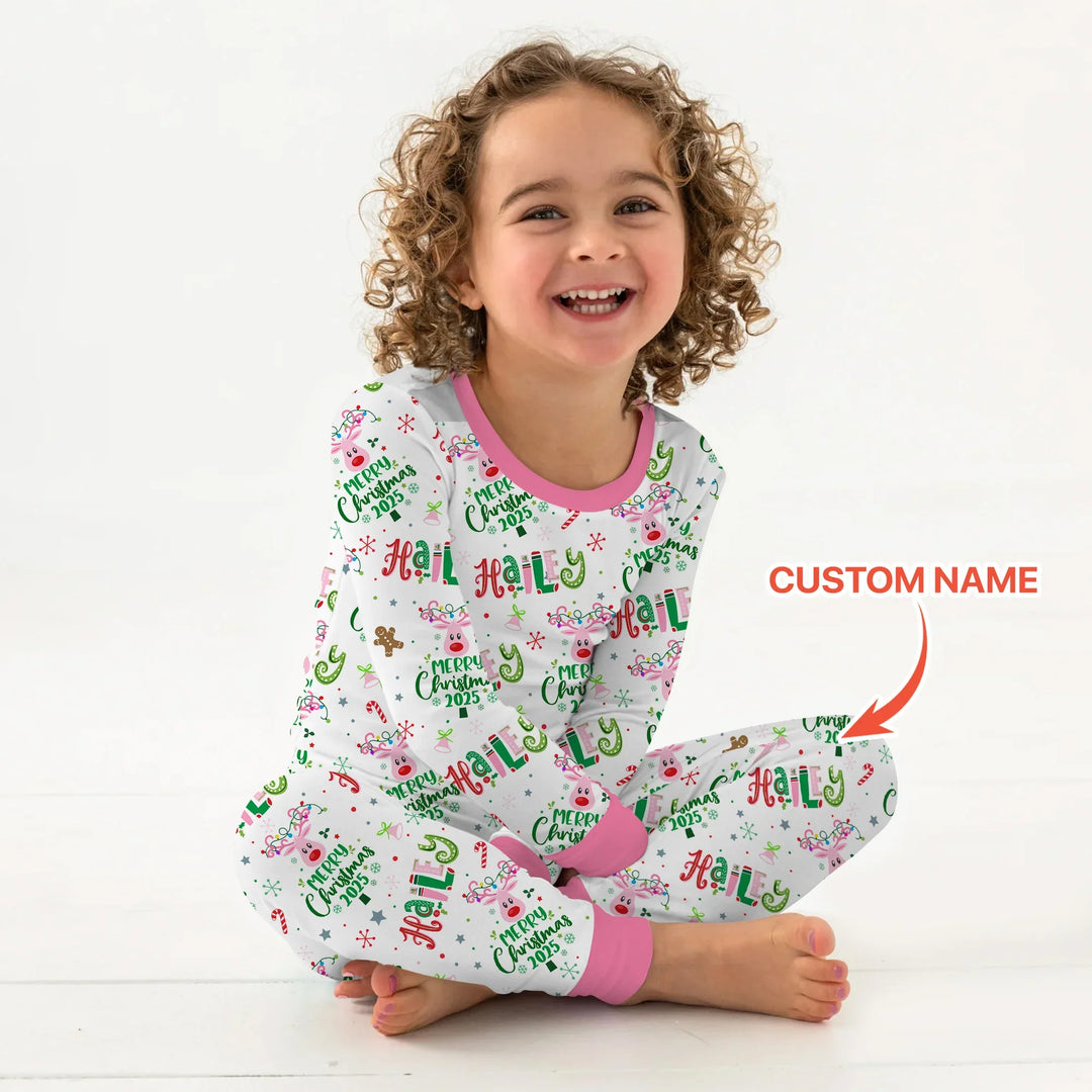 Custom Name "Whimsical Little Things" Two Piece Long Sleeve Pajama Set