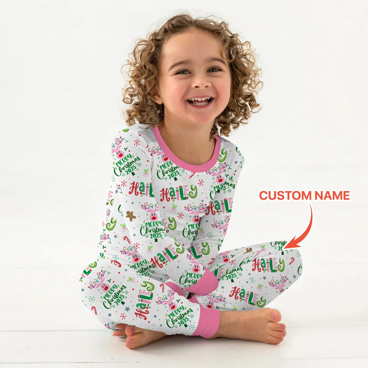 Custom Name "Whimsical Little Things" Two Piece Long Sleeve Pajama Set