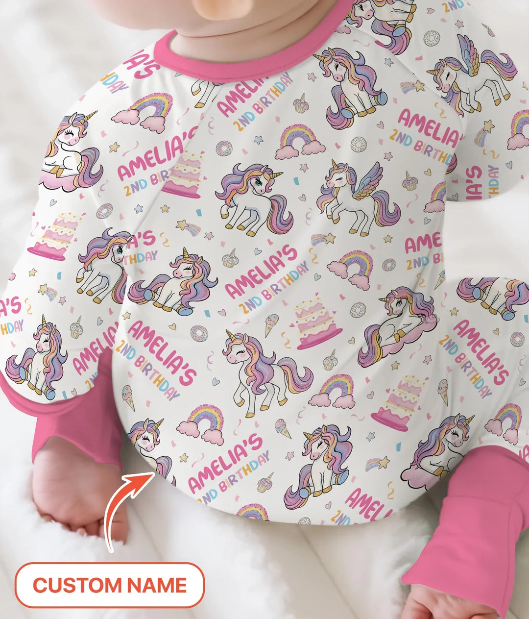 Custom Name Little Unicorn's Birthday Convertible Zippy