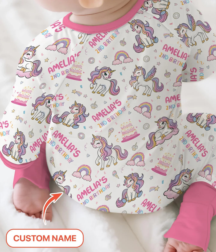 Custom Name Little Unicorn's Birthday Convertible Zippy