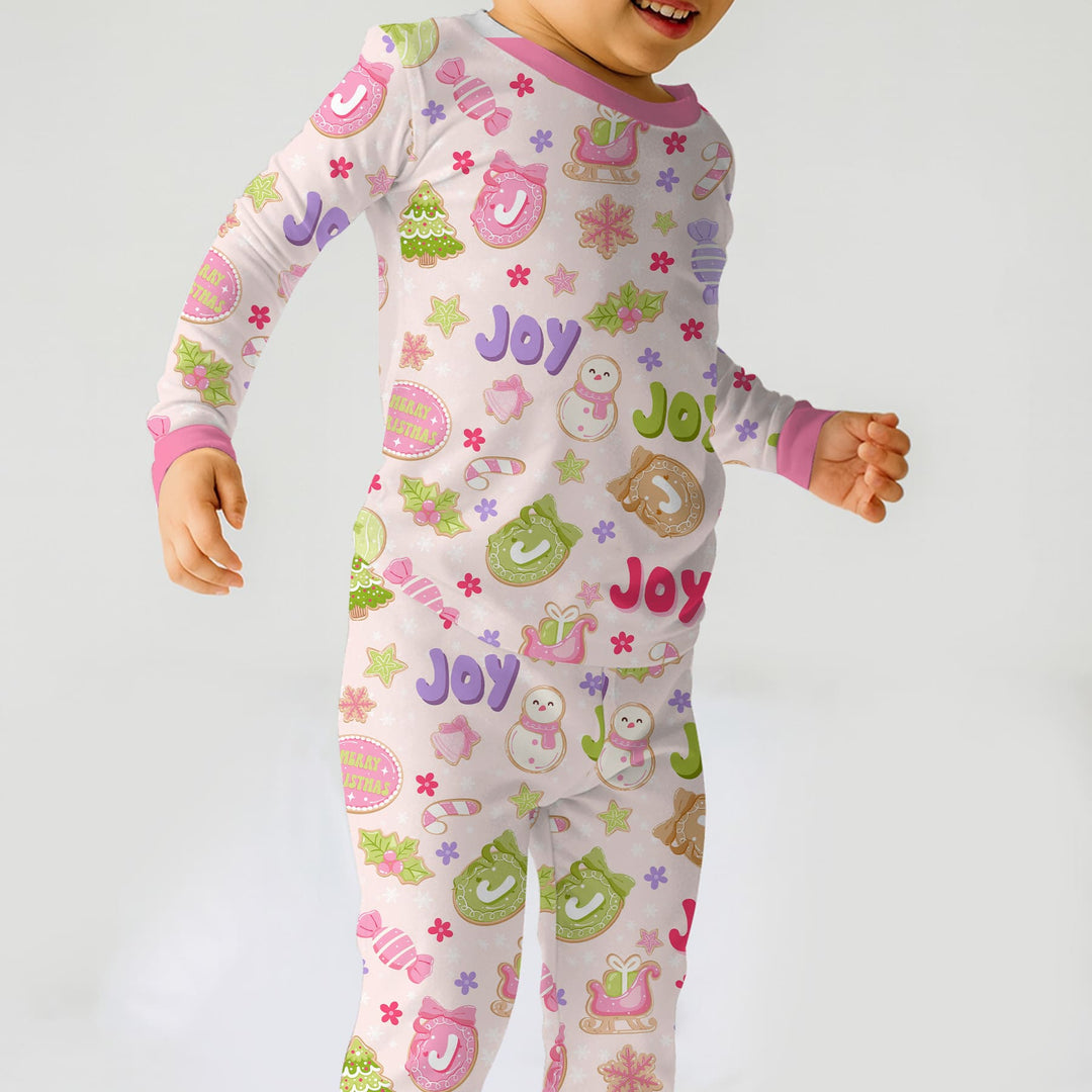 Custom Name Christmas Cookies Two Piece Long Sleeve Pajama Set