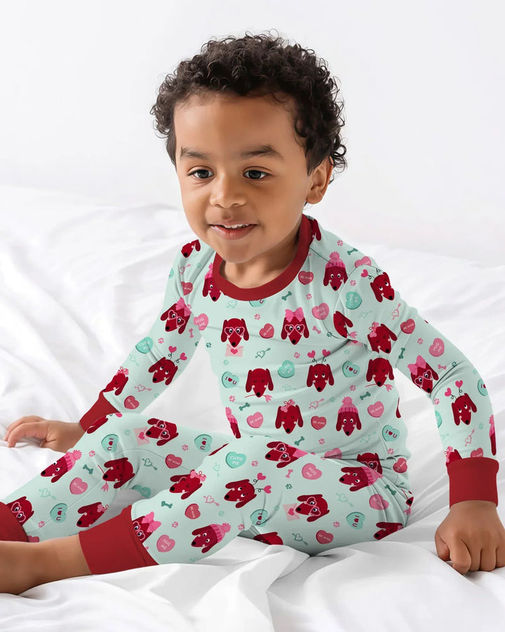 Dachshund Is My Valentine Two Piece Long Sleeve Pajama Set
