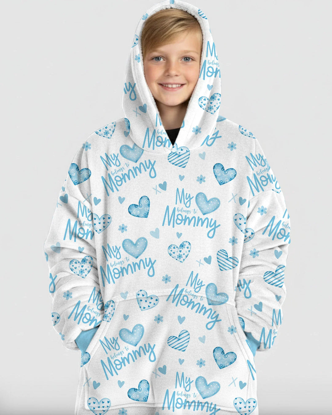 My Heart Belongs To Mommy Wearable Bamboo Blanket Hoodie