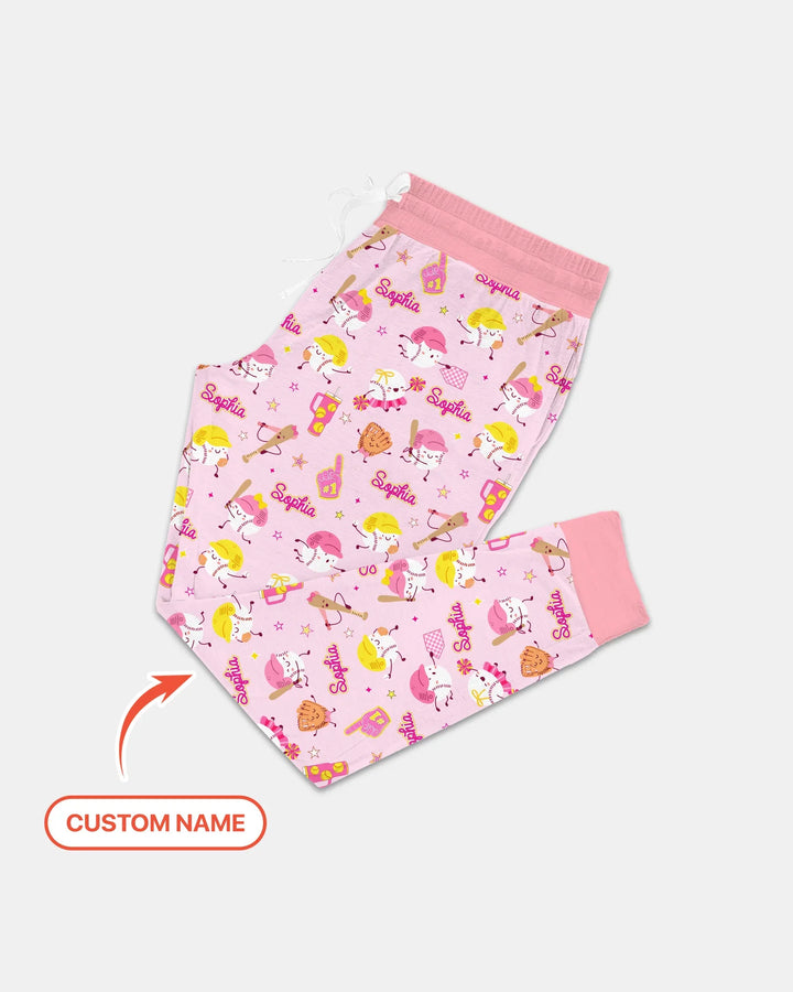 Baseball Mama und Mini Passendes Pyjama-Set aus Bambus für Damen