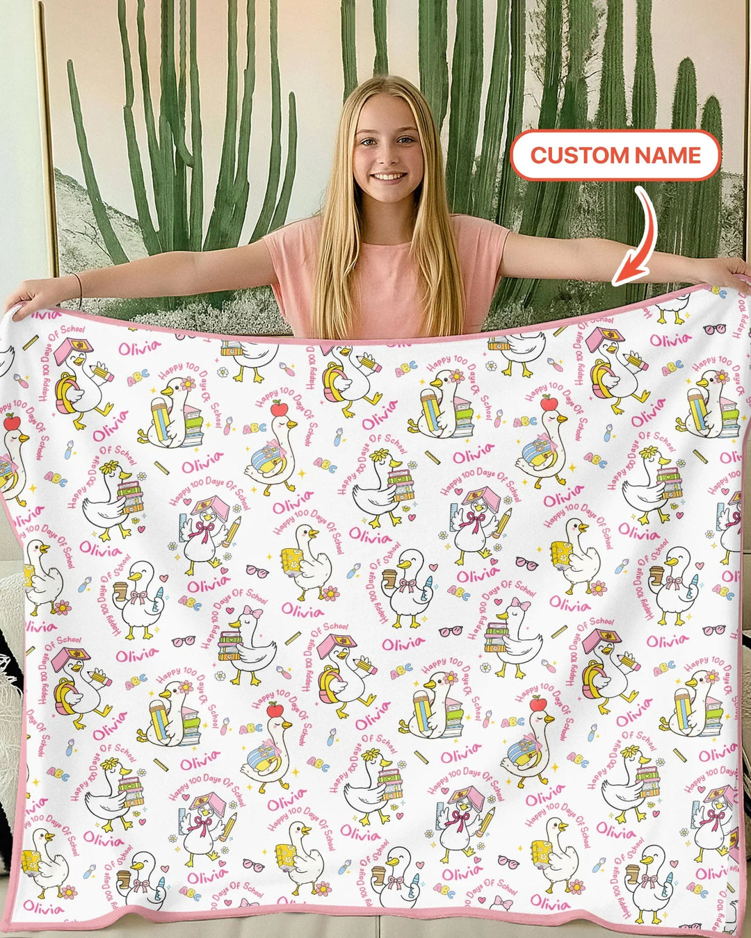 Custom Name Goose Happy 100 Days Of School Blanket