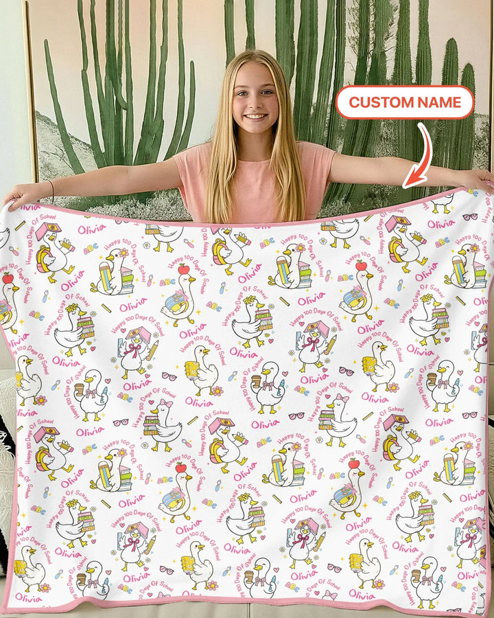 Custom Name Goose Happy 100 Days Of School Blanket