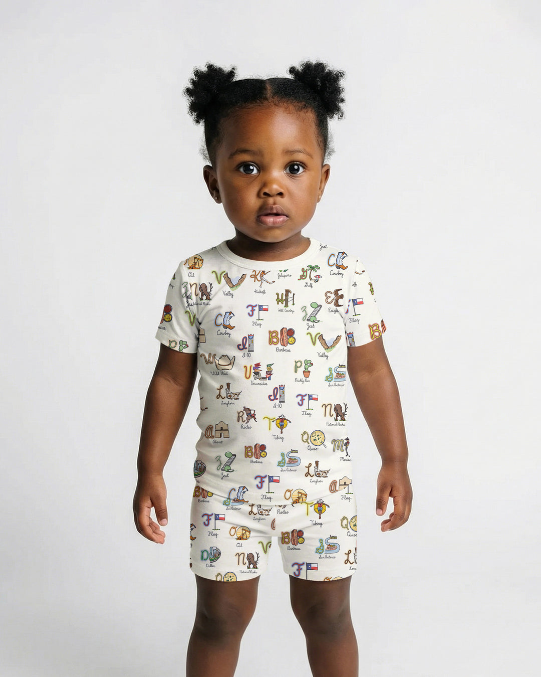Texas Alphabet Bamboo Two Piece Short Sleeve Shorts Pajama Set