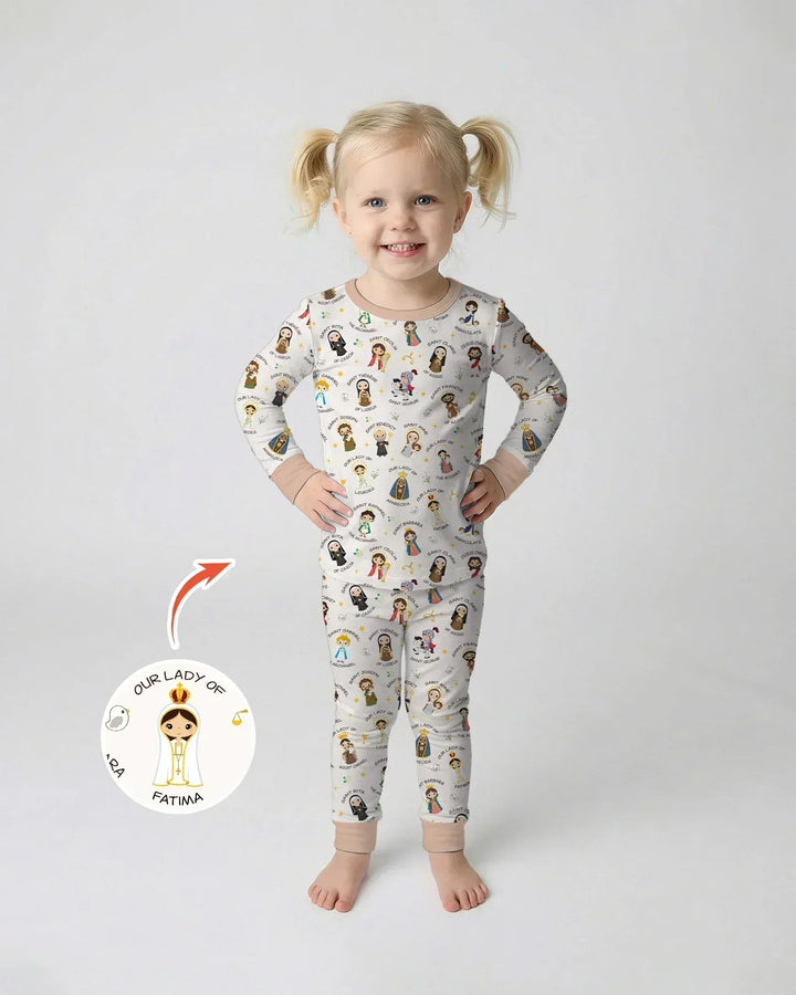 Pray For Us Family Matching Two Piece Long Sleeve Pajama Set