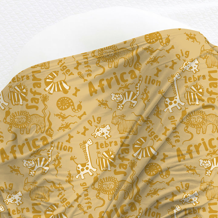 Handdrawn African Animals Swaddle Blanket