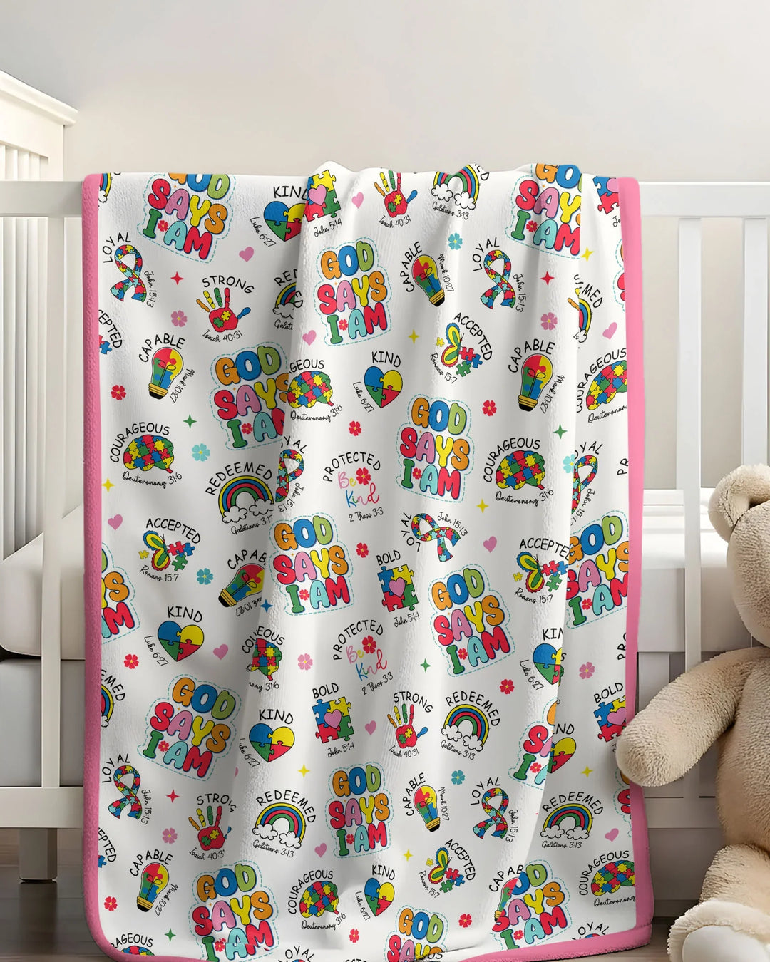 God Says I Am Autism Awareness Bamboo Blanket