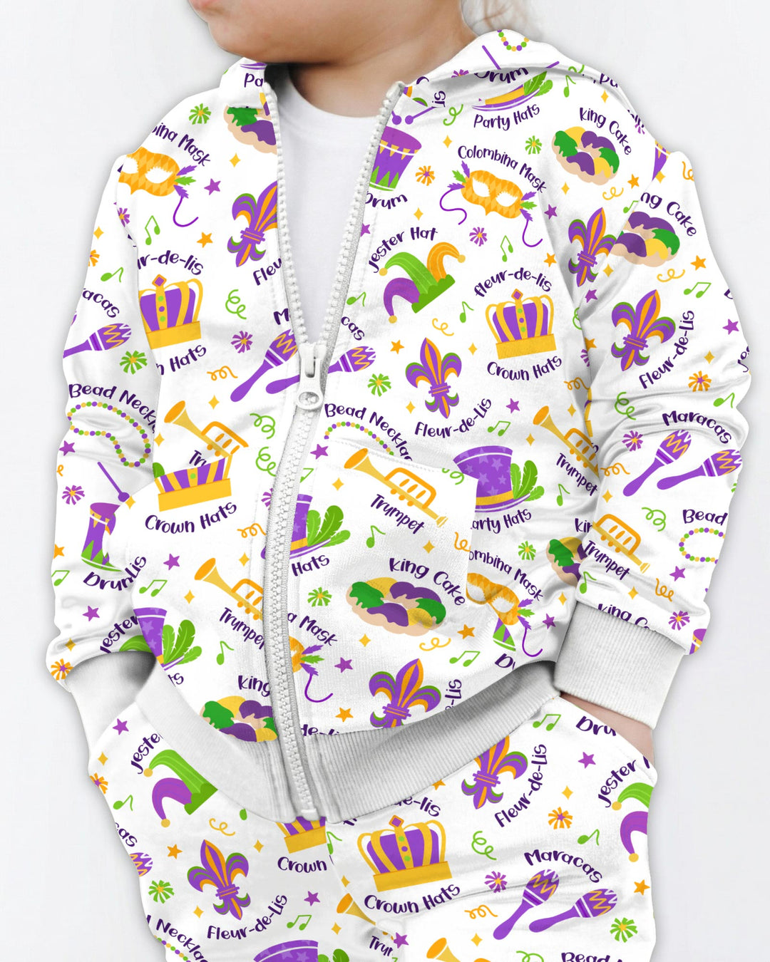 Mardi Gras Family Matching Zip Hoodie