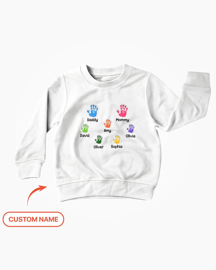 Erster Muttertag – Handabdrücke Bambus Rundhals-Sweatshirt