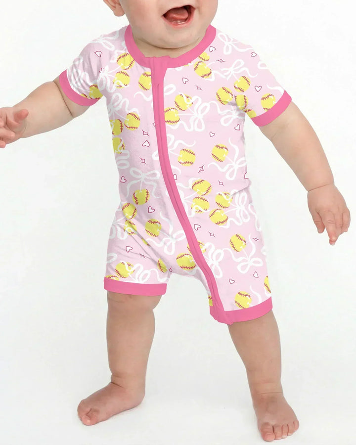 Softball Cherry Mom And Girl Matching Shorty Zippy