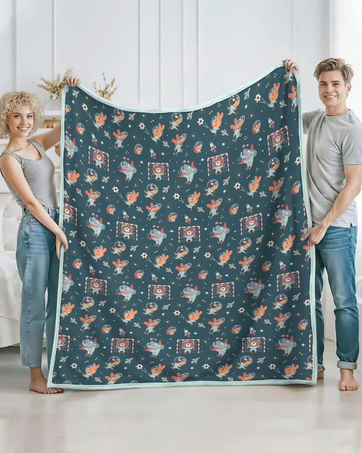 Space Soccer Bamboo Blanket