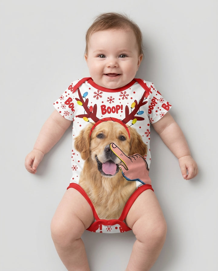 Custom Pet Photo Funny Christmas Boop Bamboo Bodysuit