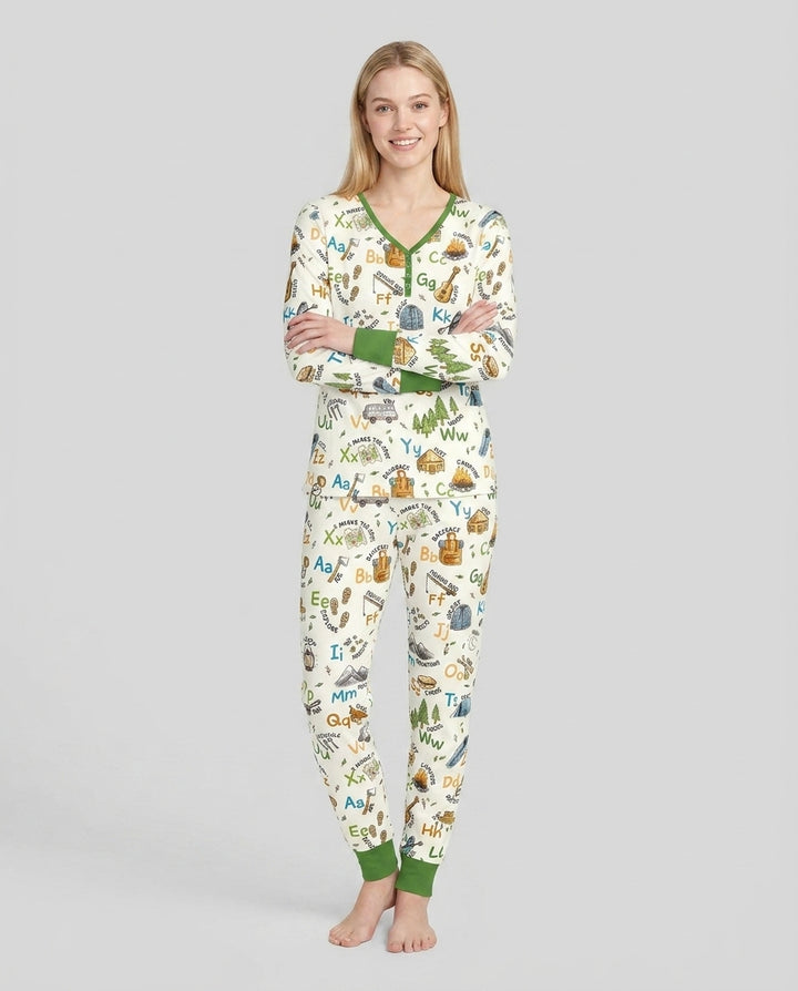 Plantilla de conjunto de pijama de mujer de bambú