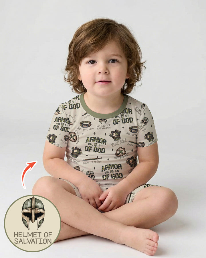 Camo Armor Of God Bamboo Two Piece Short Sleeve Shorts Pajama Set