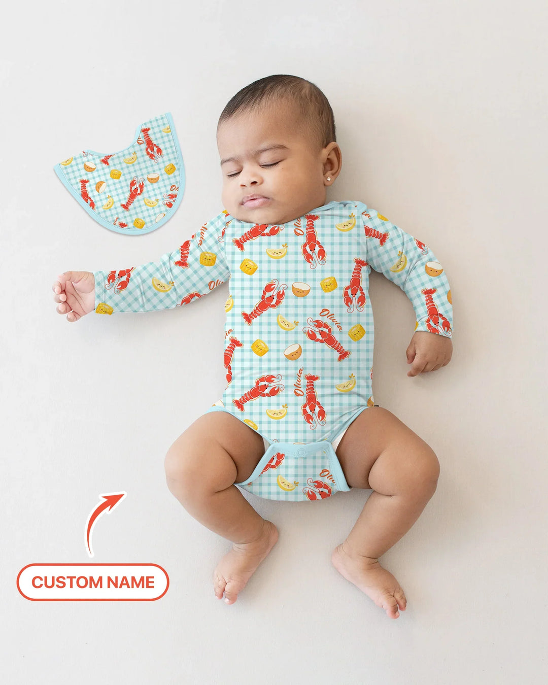 Custom Name Preppy Crawfish Season Bamboo Bodysuit