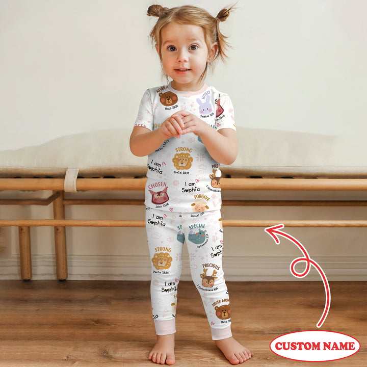 God’s Little Zoo Custom Name Two Piece Short Sleeve Pajama Set