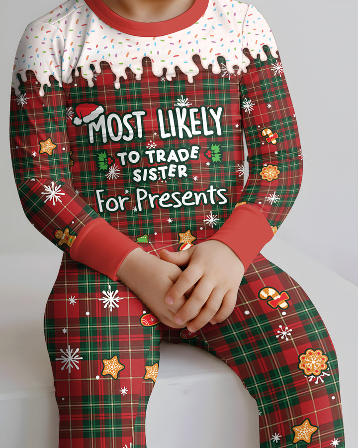 Funny Christmas Family Matching Bamboo Two Piece Long Sleeve Pajama Set