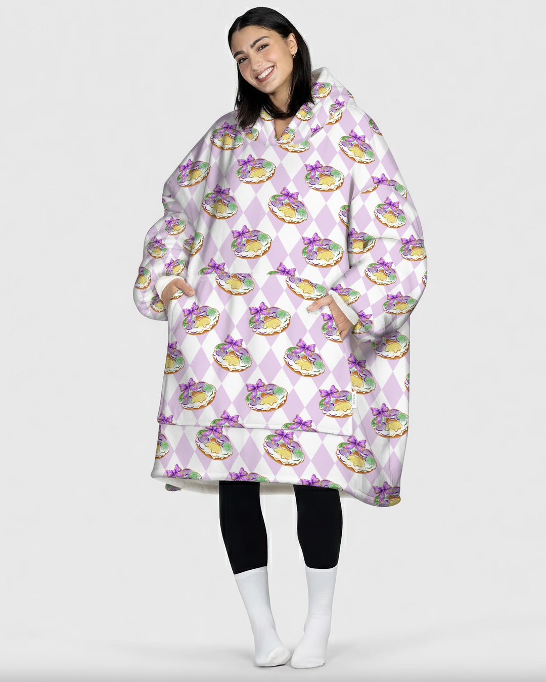 Mardi Gras Donut Wearable Blanket Hoodie
