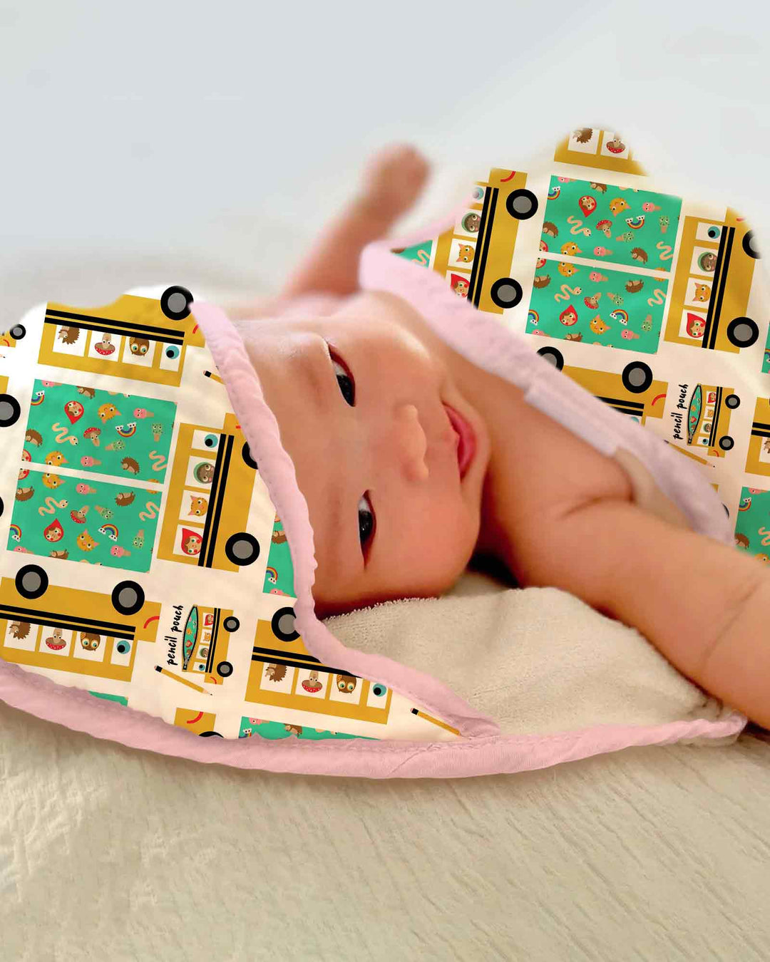 School Bus Adventures Hooded Bamboo Towel Set