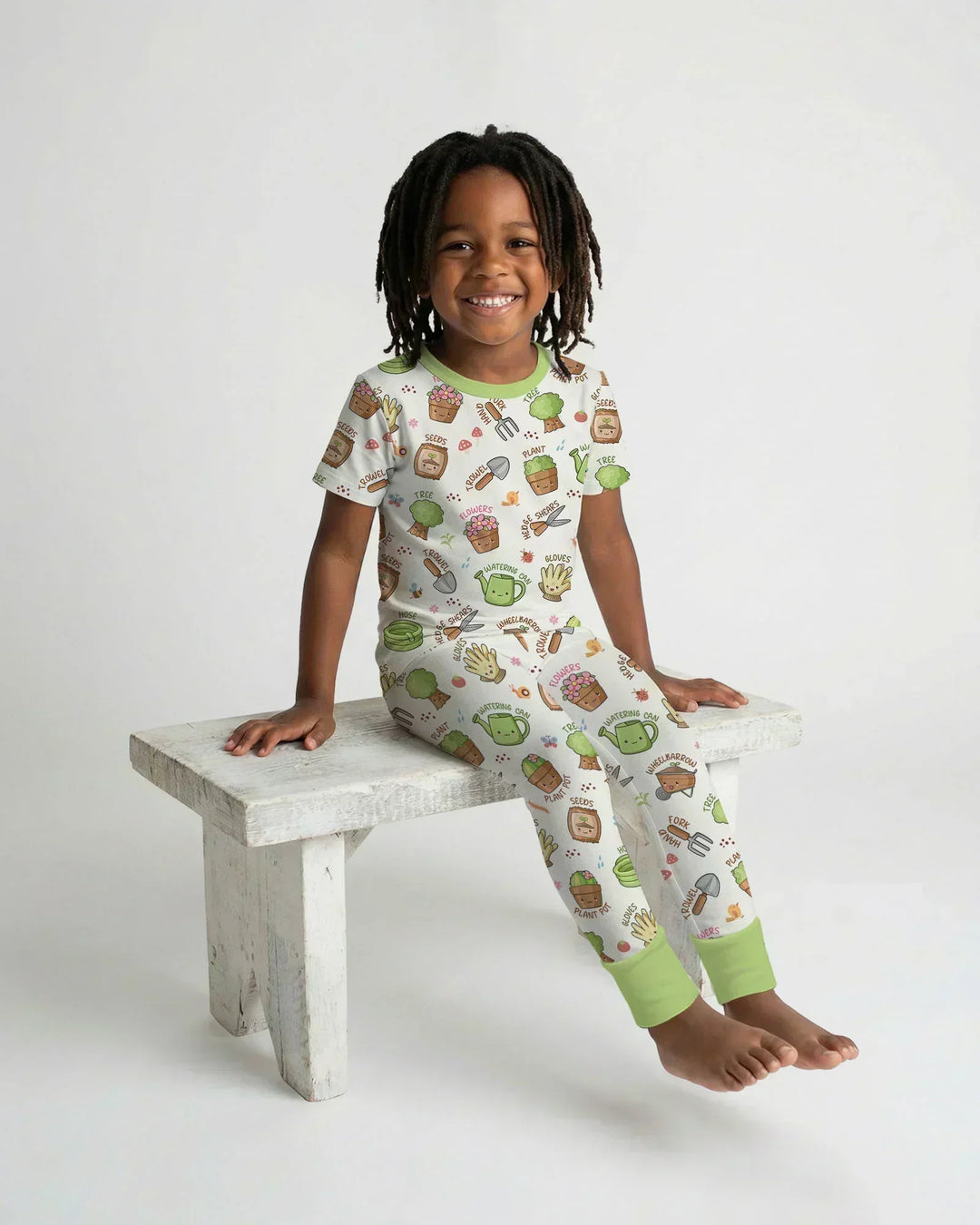 Kawaii Garden Crew Bamboo Two Piece Short Sleeve Pajama Set