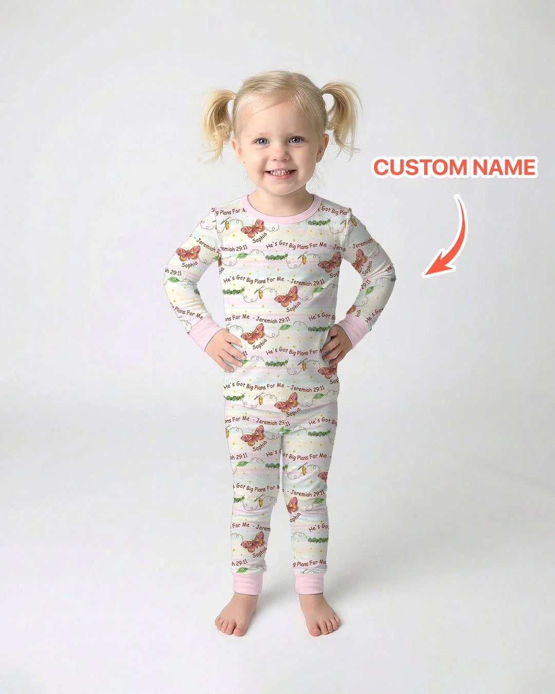 Custom Name He's Got Big Plans For Me  Bamboo Two Piece Long Sleeve Pajama Set