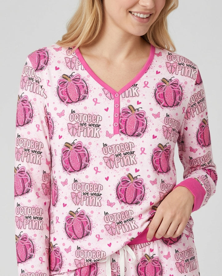 We Wear Pink Pumpkin Mommy & Me Matching Bamboo Women Pajama Set
