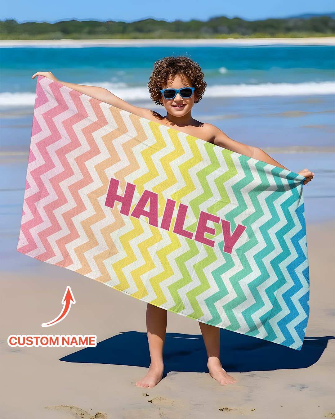 Custom Name Pretty Pattern Bamboo Beach Towel