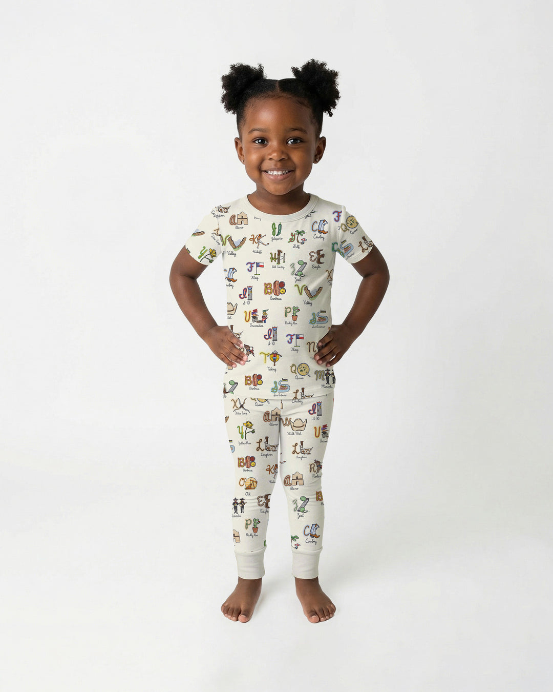 Texas Alphabet Bamboo Two Piece Short Sleeve Pajama Set
