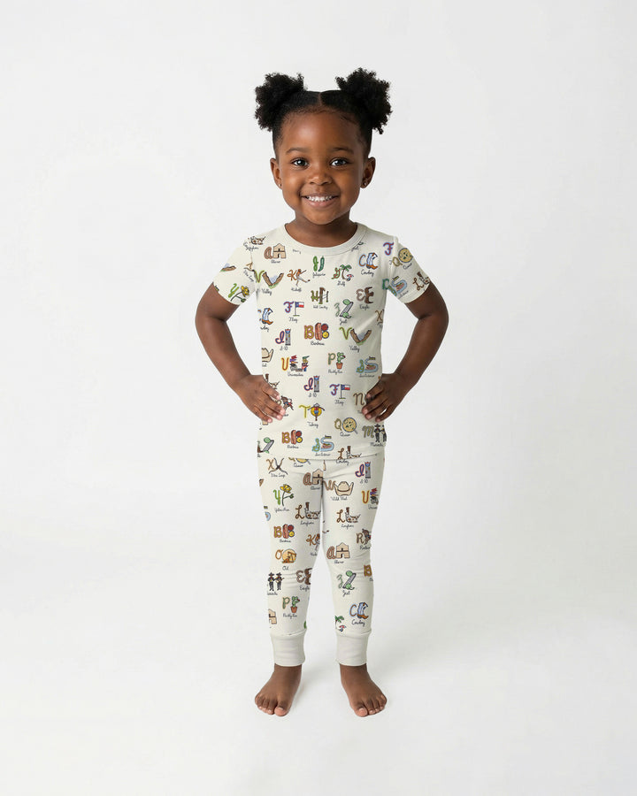 Texas Alphabet Bamboo Two Piece Short Sleeve Pajama Set