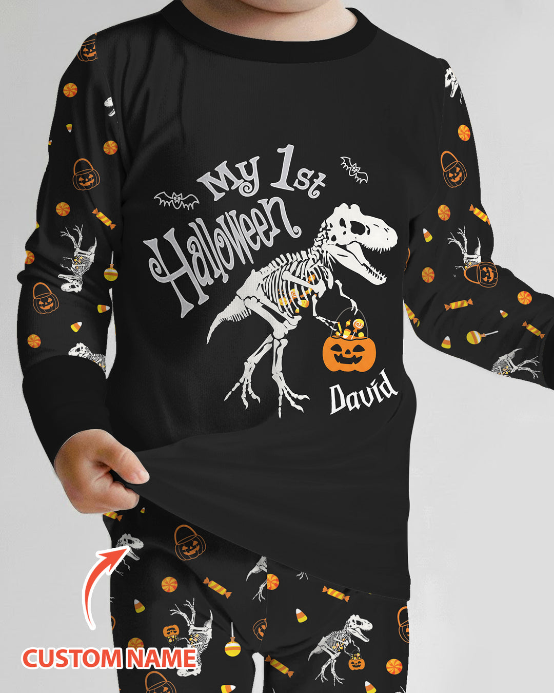My First Halloween Dinosaur  Bamboo Two Piece Long Sleeve Pajama Set