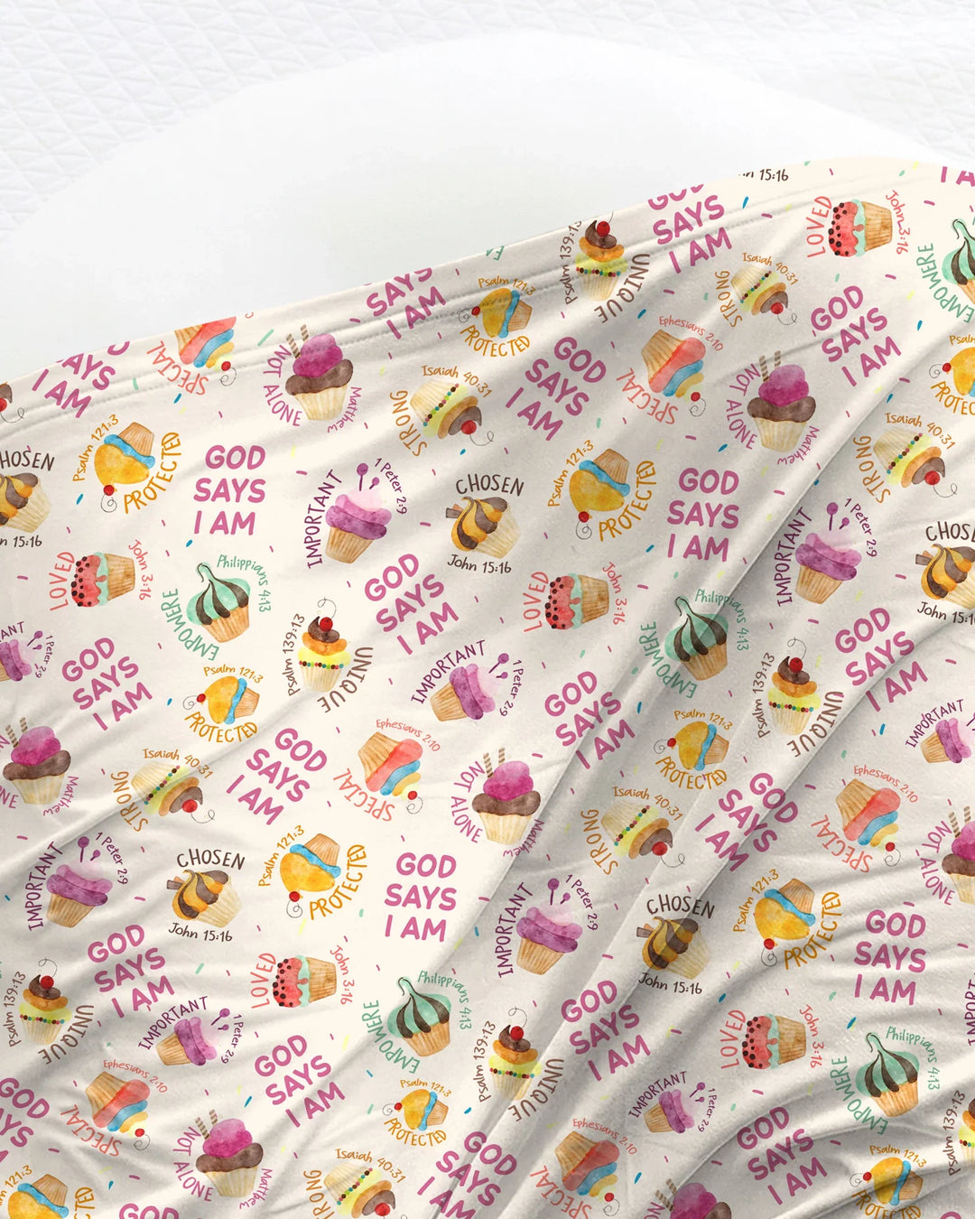 Cute Cupcake God Says I Am swaddle blanket