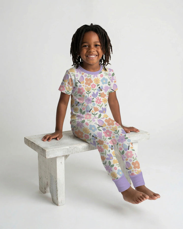 Flower Gardens Bamboo Two Piece Short Sleeve Pajama Set