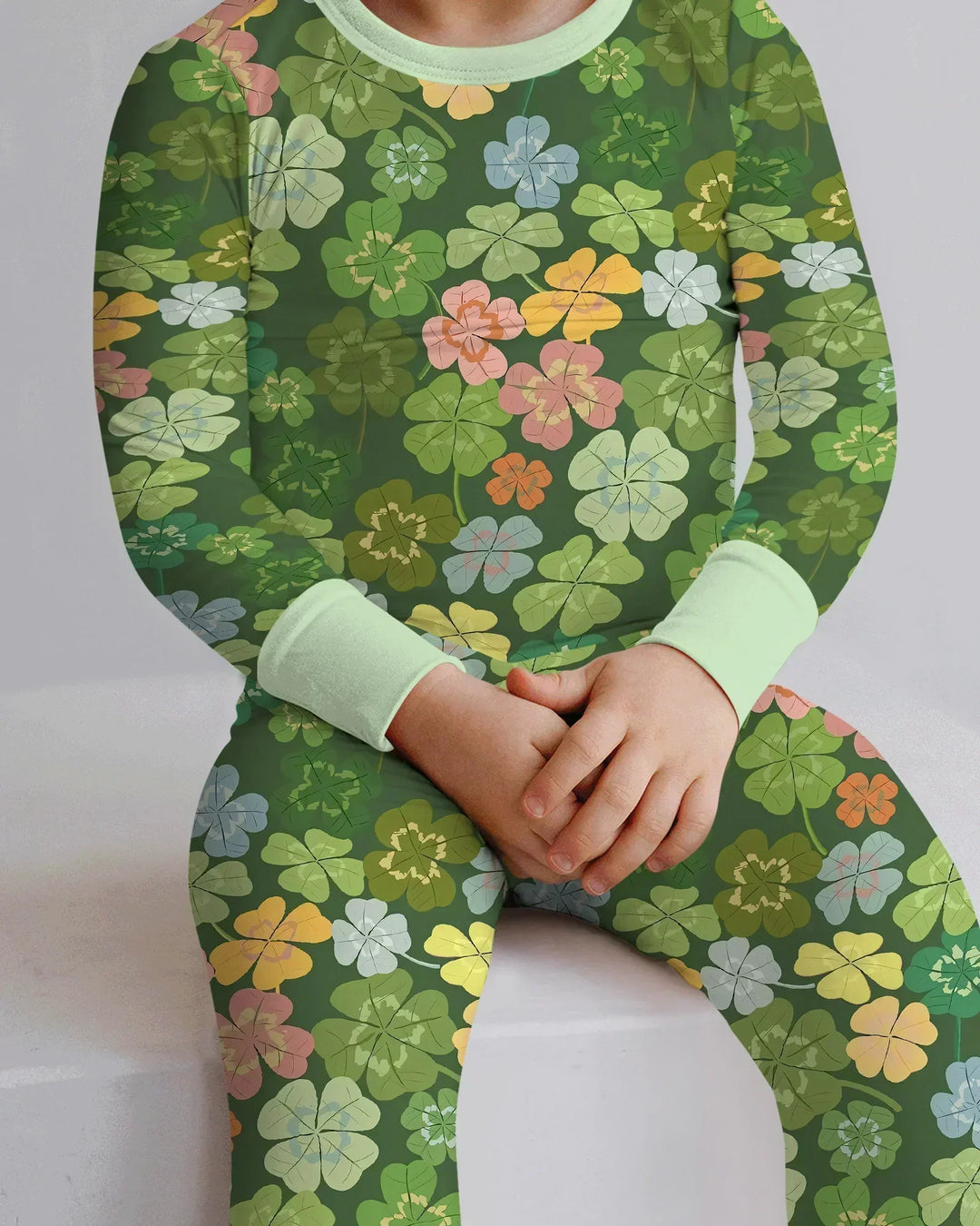 Lucky 4 Leaf Clover Two Piece Long Sleeve Pajama Set