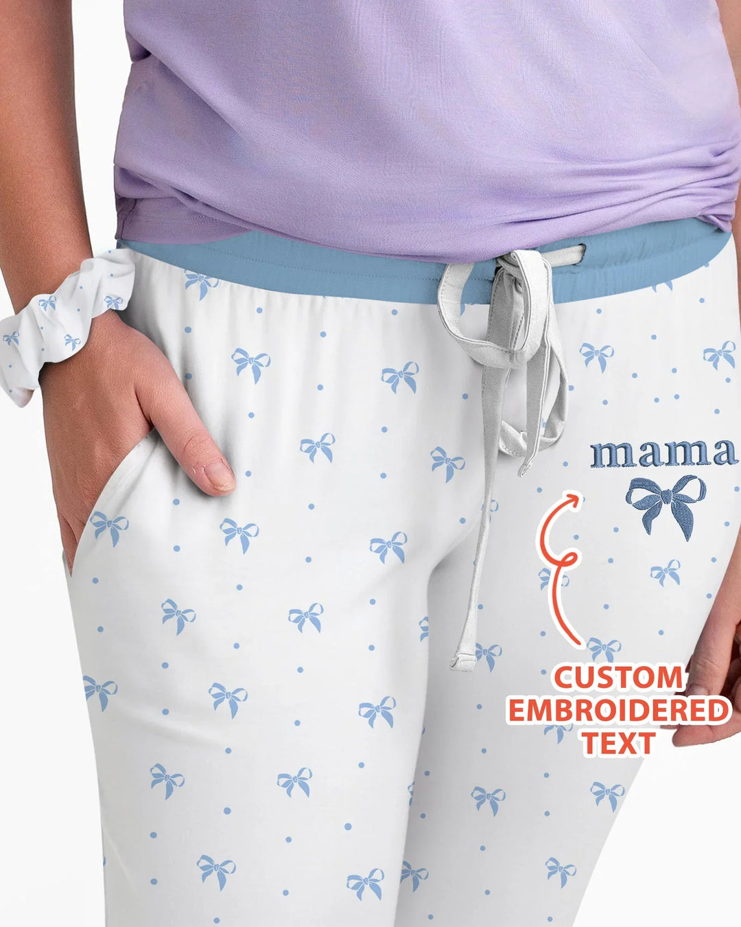 Custom Embroidered Name Mommy and Girls Matching Bamboo Women Pajama Set