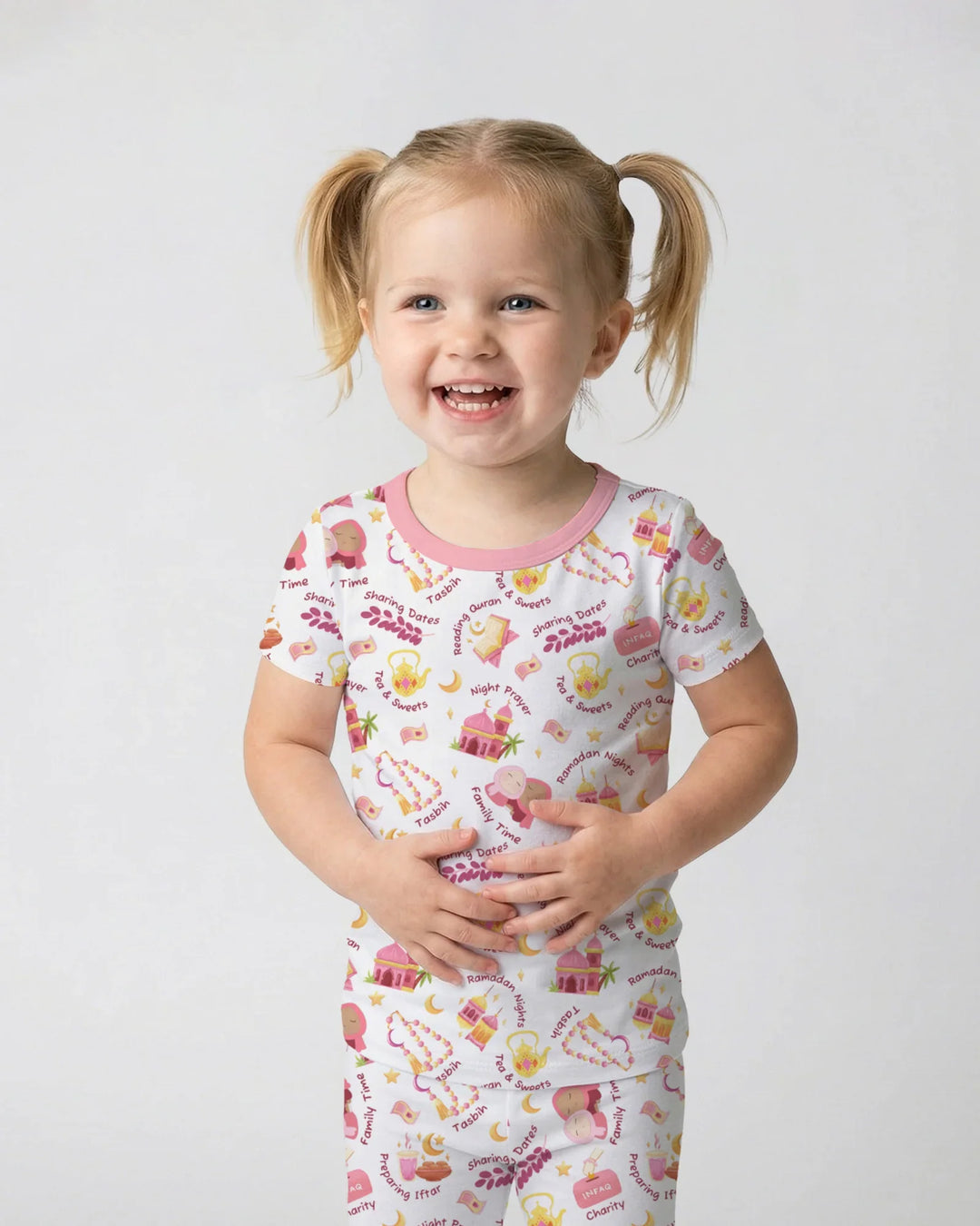 Ramadan Mubarak Matching Family Two Piece Short Sleeve Pajama Set