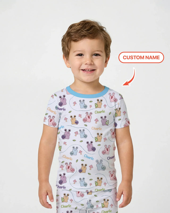 Custom Name Snailed it! Bamboo Two Piece Short Sleeve Pajama Set