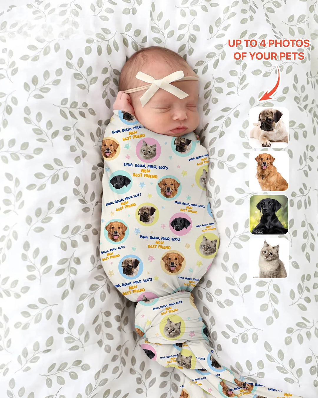 New Best Friend Custom Name And Pet Photos swaddle blanket