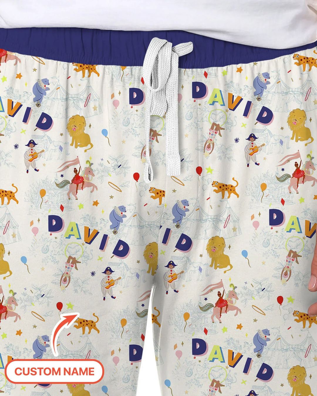 Custom Name Circus Toile Bamboo Men's Pajama Set