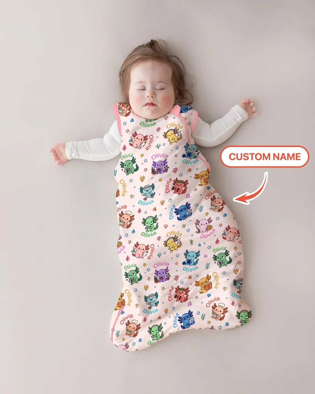 Custom Name Cute Hobby Axolotl Sleep Bag