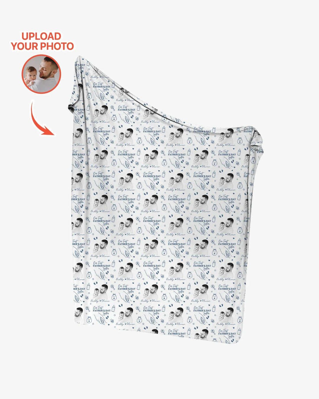 Custom Photo Our First Father's Day Together swaddle blanket