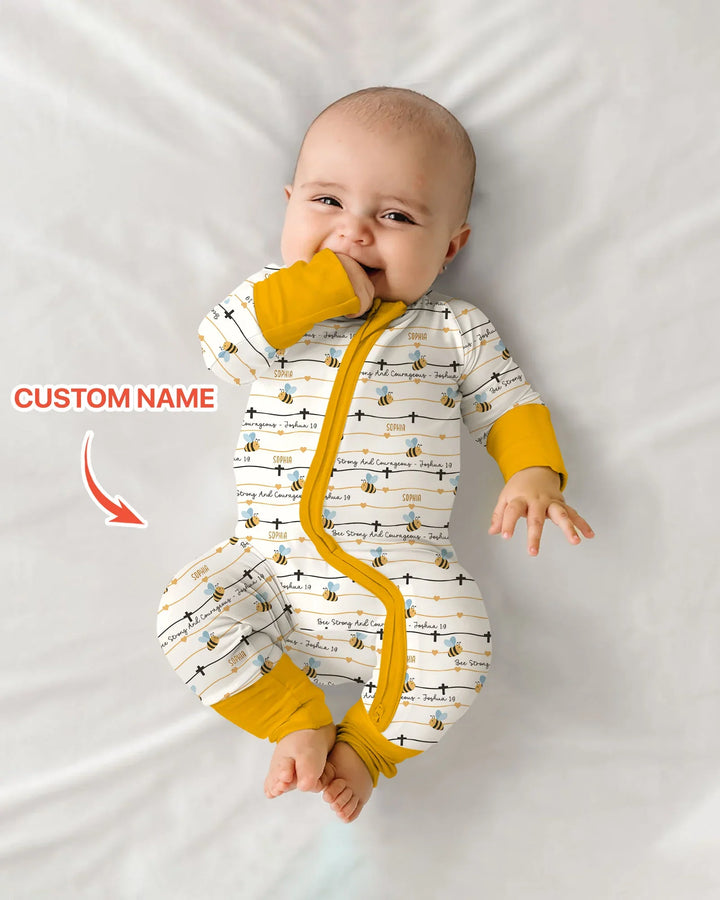 Bee Strong And Courageous Custom Name Bamboo Convertible Zippy